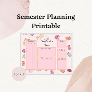 Student Planner Printable, Semester Planner, College and University Planner, Binder Insert, PDF