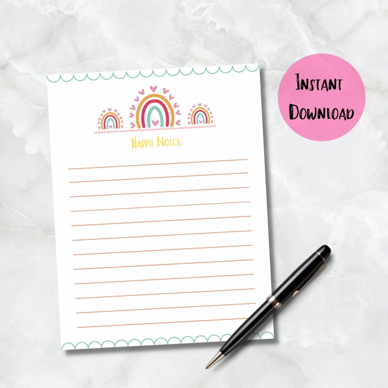 Rainbow Stationery Happy Printable Note Paper Rainbow - Etsy