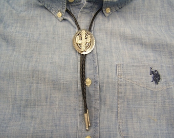 Brass Cactus Bolo Tie Western Wear Cactus Jewelry Wedding Bolo Tie Boho Necklace Indian Necklace Mens Bolo Tie Cowboy Bolo Tie 80606-1