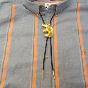 Matte Gold Horse Head Bolo Tie Bolotie Country Western Necklace Necktie Lariat Equestrian Jewelry Unique Gift Ideas American Made 80001-4B