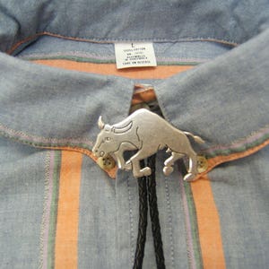 Silver Southwestern Western Charging Steer Bull Bolo Tie Bolas Cowboy Cowgirl Necklace Jewelry Wedding Necktie His Her Gift On Sale #80036-1