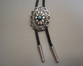 Southwestern Bolotie Southwest Necklace Pewter Bolo Tie w Turquoise Western String Tie Birthday Daughter Gift Sister Gift Son Gift 80300-1