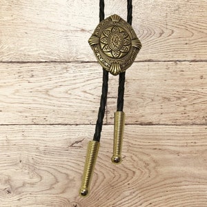 Unique Brass Antiqued Bolo Tie Lariat Western Necktie Boho Chic Necklace Mens Bolo Tie Womens Bolo Tie Modern Bolo Tie American Made 80421-1