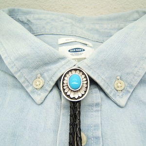 Minimalist Unisex Silver Antiqued Bolo Tie w Assorted Color Cabochon Wedding Birthday Wear  Boho Chic Necklace Necktie Western Jewelry 80519