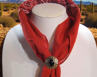 Brass Bandana Slide w Black Cabochon Wedding Bandana Kerchief Wild Rag Bandana Slide Scarf Ring Neckerchief Slide Boho Chic Neckwear 80631-1