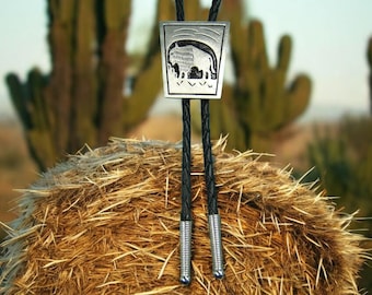 Pewter Buffalo Bolo Tie - Western Cowboy Necktie, USA Made Gift for Her Gift for Him Bolo Tie for Kids Cowgirl Wear 1081B-3