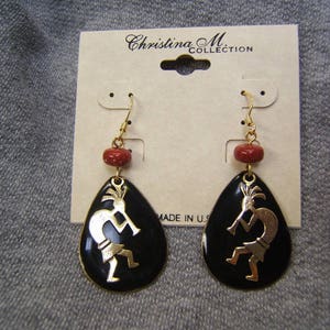 Southwestern Western Earrings Unique Gift Ideas Gold w Carnelian Bead Kokopelli Earring Girlfriend Gift Festival Boho Chic Earing 80344-1