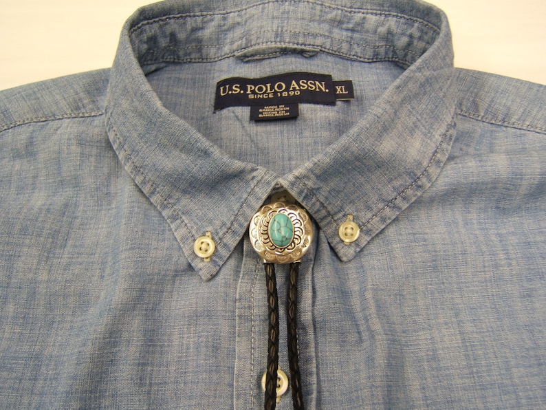 Handgemaakte stropdas met turkoois zilveren stropdas bruiloft stropdas cowgirl sieraden rodeo Wear westernkleding stropdas met pak bolo's bola 80521-8 afbeelding 4