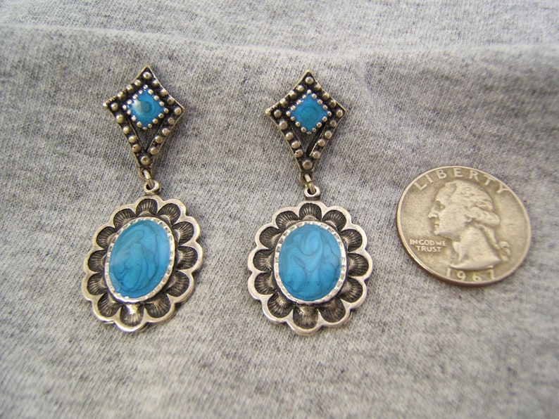 Jewelry Bohemian #60332-1 Indian Style Mother/'s Day Gift Silver Earrings Boho Chic On Sale Tribal Handmade Scandalous Blue