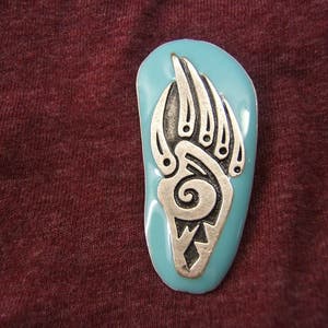 Einzigartige Silber w Türkis Bärentatze Brosche Emaille Pin Western Schmuck USA gemacht Indische Schmuck Festival Schmuck Geschenk für Mutter Oma 80320-2