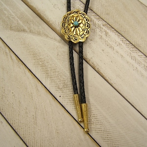 Festival Necklaces Gold w Turquoise Bolo Tie Country Western Necklace Wedding Bolo Tie Christmas Gift Boho Chic Necklace USA Jewelry 1083B-7