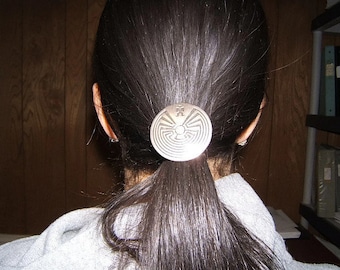 Tinnen antieke man in het doolhof paardenstaart houder heren haarelastiek boho chic haarsieraden tribal haar stropdas pony houder vrouwen 60655-4