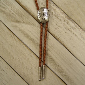 Minimalist Shiny Silver Concho Bolo Tie Wedding Tie Boho Necklace Cowgirl Wear Kids Jewelry Country Western Wear Festival Necklace 80090-1