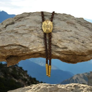 Satin Brass Bolo Tie Men Bolo Ties Women Bolo Tie Kids Bolo Tie Wedding Bolo Tie Boho Chic Necklace Rodeo Jewelry Western Necklaces 80533-5