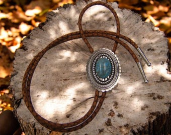 Western Custom Bolo Tie Turquoise Bolo Tie Silver Bolo Tie Wedding Bolo Tie Cowboy Necktie Womens Bolo Tie Mens Bolo Tie Leather Bolos 80605