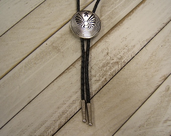 Southwestern Man In The Maze Bolo Tie Silver Bolo Ties Tribal Necklace Western Necktie Festival Wear Wedding Bolo Tie USA Made 80619