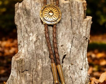 Western Jewelry Leather Pendant Necklace Brass Bolo Tie Wedding Bolo Tie Western Necktie Southwestern Jewelry Womens Bolo Tie Kids Tie 80534