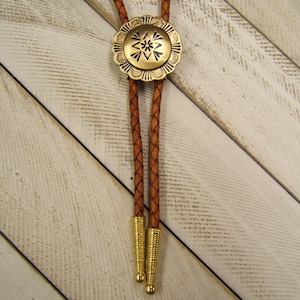 Country Western Jewelry Southwestern Jewelry Satin Antiqued Brass Bolo Tie American Made Jewelry Wedding Bolo Tie Boho Chic Jewelry 80564