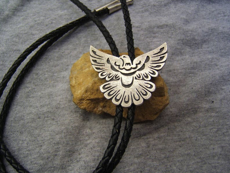 Thunderbird Silver Bolo Tie Bolo Ties Bolos Neckties Necklaces Rodeo Cowgirl Cowboy Western Jewelry Birthday Gift Free Shipping* #80389-1