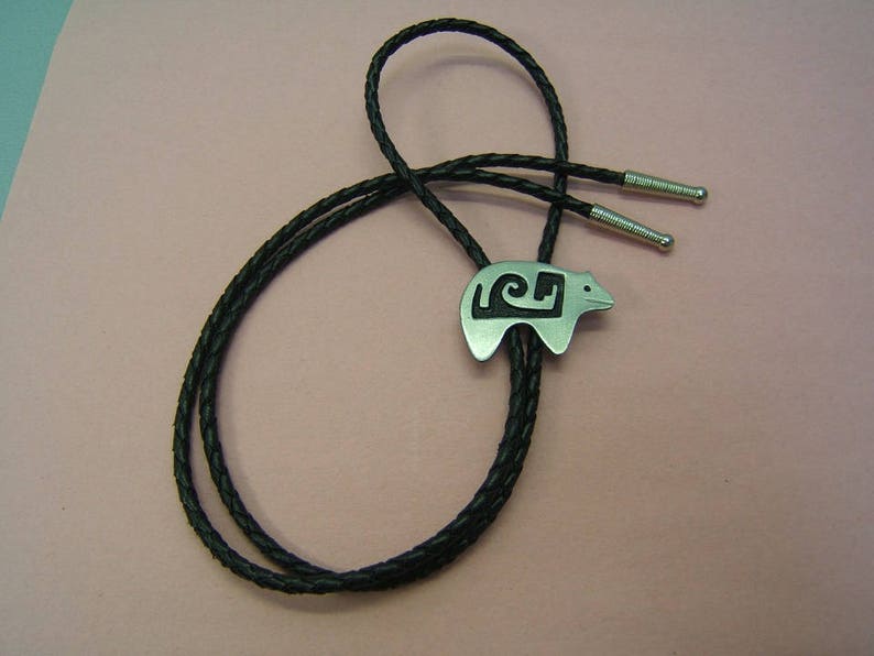 Indian Style Bear Bolo Tie Bolos Southwestern Western Festival Neckties Necklaces Pewter Jewelry Gift Idea for Men Women Him Her #80132-1