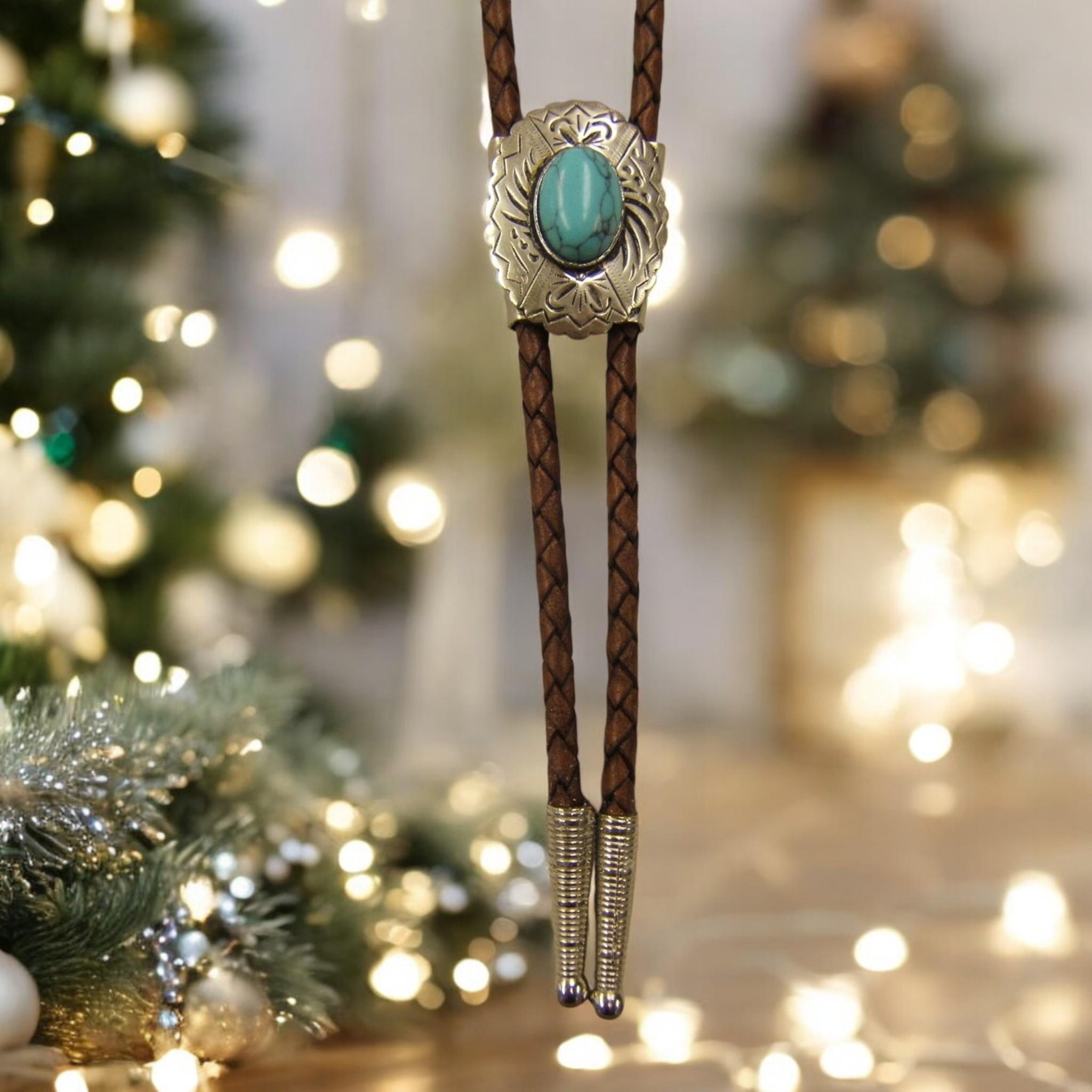Silver and turquoise bolo tie deals