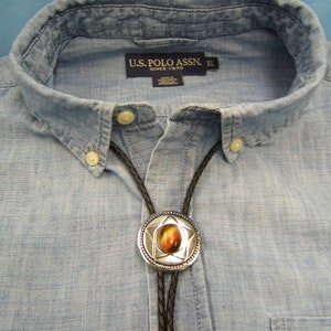 Boho Chic Necklace Men Women Kids Bolo Ties Western Silver Bolo Tie w Agate Cabochon Wedding Bolo Ties Unique Gift Idea Cowgirl Wear 80599-1