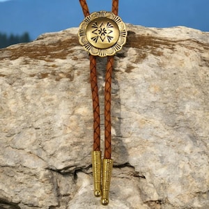 Mens Bolo Tie Womens Bolo Tie Southwestern Jewelry Western Jewelry Satin Brass Bolo Tie Wedding Bolo Tie American Made Jewelry Necktie 80564