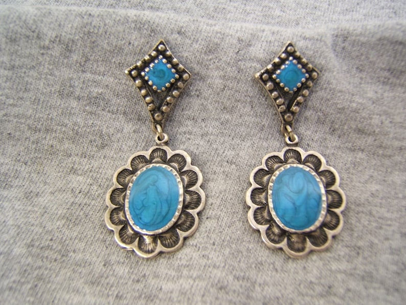Jewelry Bohemian #60332-1 Indian Style Mother/'s Day Gift Silver Earrings Boho Chic On Sale Tribal Handmade Scandalous Blue