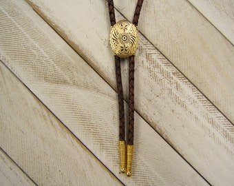 Satin Brass Bolo Tie Boho Chic Jewelry Wedding Bolo Tie Western Wear Southwestern Jewelry PENDANT SIZE: Smallest Sized Pendant 80533-5