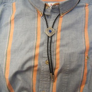 Southwestern Silver Bolo Tie w Lapis Men Bolo Ties Women Bolo Ties Western Neckties Boho Chic Necklace Indian Necklace USA Made 80348-1