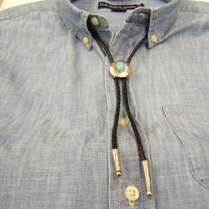 Handgemaakte stropdas met turkoois zilveren stropdas bruiloft stropdas cowgirl sieraden rodeo Wear westernkleding stropdas met pak bolo's bola 80521-8 afbeelding 2