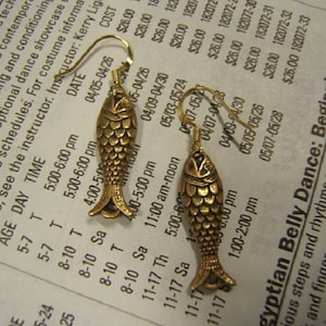 Gift for Wife Girlfriend Grandma Her Religious Jesus Fish Gold Antique Earring Christian Baptism Catholic Church Minimalist Earrings 50248-1