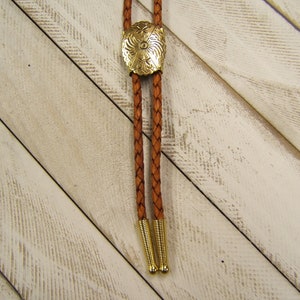 Unique Western Jewelry Minimalist Polished Brass Bolo Tie Wedding Bolo Tie Boho Jewelry Leather Necklace Western Necktie 80533-1