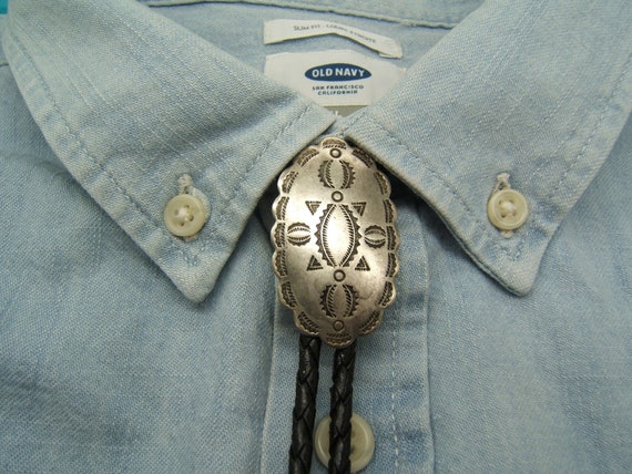 Silver Bolo Tie w Antiqued Finish Boho Chic Necklaces Cowgirl Jewelry Cowboy Jewelry American Made In USA Wedding Bolo Ties Neckties 60515-1