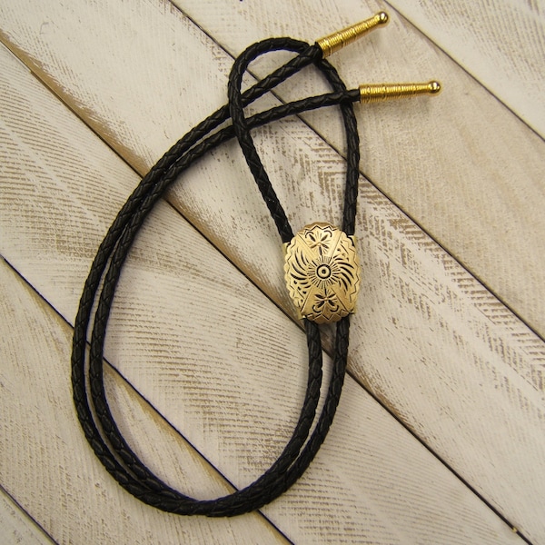 Unique Mother's Day Gift Jewelry Satin Brass Antiqued Bolo Tie Unisex Minimalist Boho Chic Western Bola Wedding Necklace Necktie Tie 80533-5