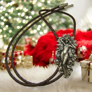 Boho Chic Necklace Bohemian Jewelry Silver Bolo Tie Bola Bolos Western Choker Necklace Necktie Made In America Gift for Wife Mom Her 80516-1