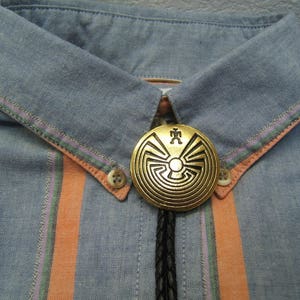 Unique Fathers Day Gift Gold Bolo Tie Man In the Maze Bolo Tie Western Neckties Indian Necklaces Husband Gift for Dad Men Bolo Ties 70114-4