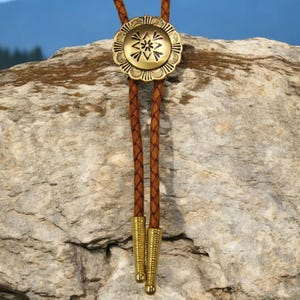 Unique Anniversary Gift Brass Bolo Tie w Satin Finish American Jewelry Womens Bolo Tie Mens Neckties Wedding Bolo Tie Kids Bolo Tie 80564