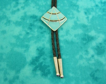 Handgemaakte zilveren bolo-das, country western kleding, zuidwestelijke sieraden, leren ketting, rodeo sieraden, boho chic ketting 80463-3
