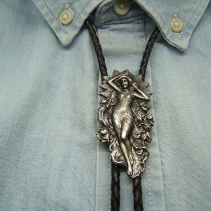 Silver Antiqued Lariat Bolo Tie Bola Western Leather Bolos Choker Necklace Necktie Bohemian Made In USA Unique Gift for Wife Mom Her 80516-1