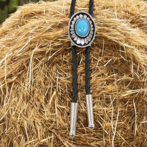 Concho en argent du sud-ouest de fabrication américaine avec Bola Lariat turquoise mariage huissier cravate collier bijoux hommes femmes enfants cadeau 1084B-7