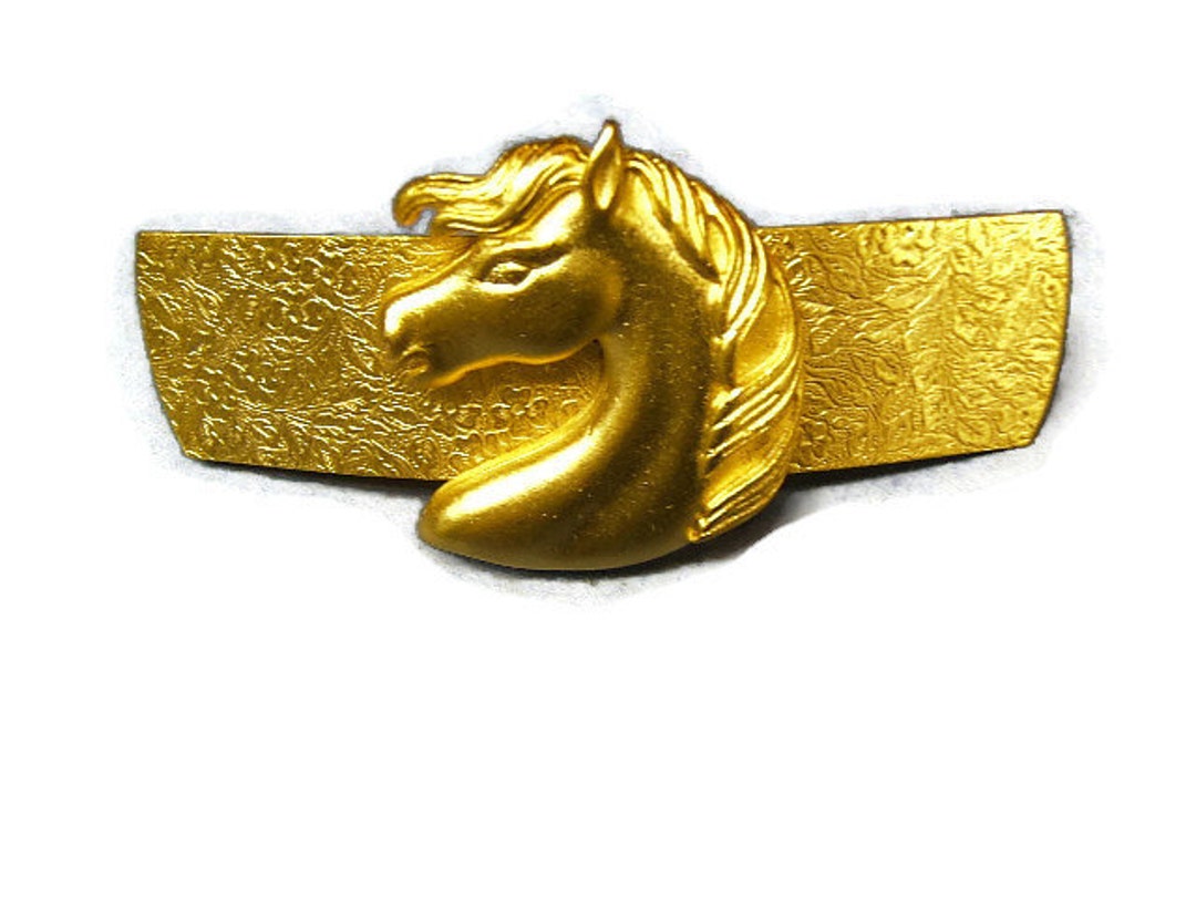 Unique Matte Gold Hair Barrette Equestrian Western Horse 