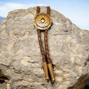 Country Western Bolo Tie Minimalist Satin Antique Brass Bolo Tie Wedding Bolo Tie Mens Necktie Kids Jewelry PENDANT SIZE: Minimalist 80534-1