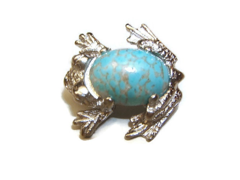 American Made Gift Idea Frog Brooch Pin Brooches Tropical Animal Southwestern Jewelry Boho Bohemian Gypsy Jewelry Silver Turquoise #32163-2