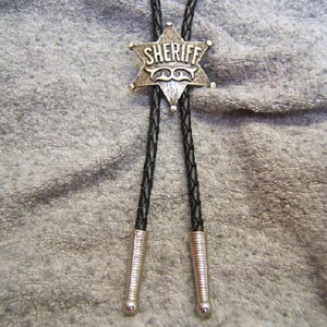 Unique Birthday Gift Idea Pewter Sheriff Badge Bolo Tie Country Western Jewelry Men Women Kids Gift Festival Rodeo Wear USA Made 80307-1