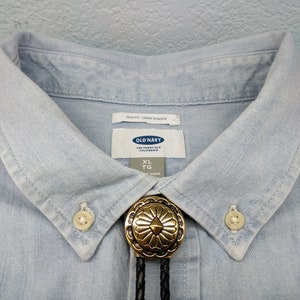 Western Gift for Her Him Polished Brass Bolo Tie Men Women Kids Gift Wedding Usher Necktie Mom Dad Gift PENDANT SIZE Minimalist 80195-1