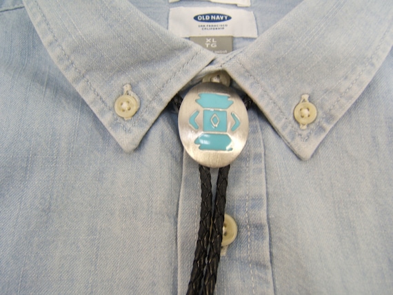 Cravate bolo enfant : cravate cowboy du sud-ouest turquoise et argent - France