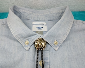 Western Bolo Tie Polished Brass Bolo Tie Wedding Bolo Tie Cowboy Necktie Boho Chic Necklace Kids Bolo Ties PENDANT SIZE: Minimalist 80195-1