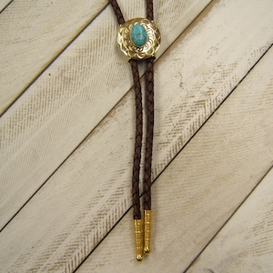 Unique Bolo Tie Polished Brass Bolo Tie Turquoise Bolo Tie Wedding Bolo Tie Indian Necklace Southwestern Necklace Western Jewelry 80574-1