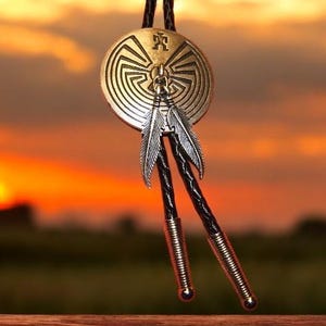 Unique Silver Bolo Tie Man In Maze Bolo Tie Mens Bolo Tie Bolos Western Neckties Tie Wear Boho Necklace Festival Choker Necklace  80075-1B